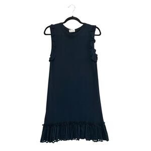RED Valentino Sleeveless Peplum Ruffle Mini Dress Women's Sz XS Navy Eyelet Knit